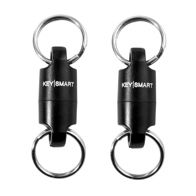 KeySmart MagConnect - Magnetic Keychain For Quick, Secure Key Attachment - Black - 2 Pack
