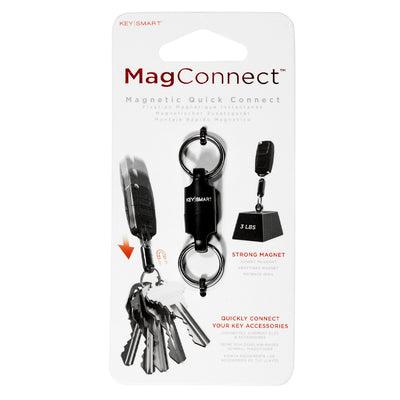 KeySmart MagConnect - Magnetic Keychain For Quick, Secure Key Attachment - Black