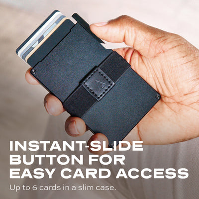 Statik Wallet, Holds Up to 15 Cards, Plus Cash, RFID Blocking Technology - Black Aluminum