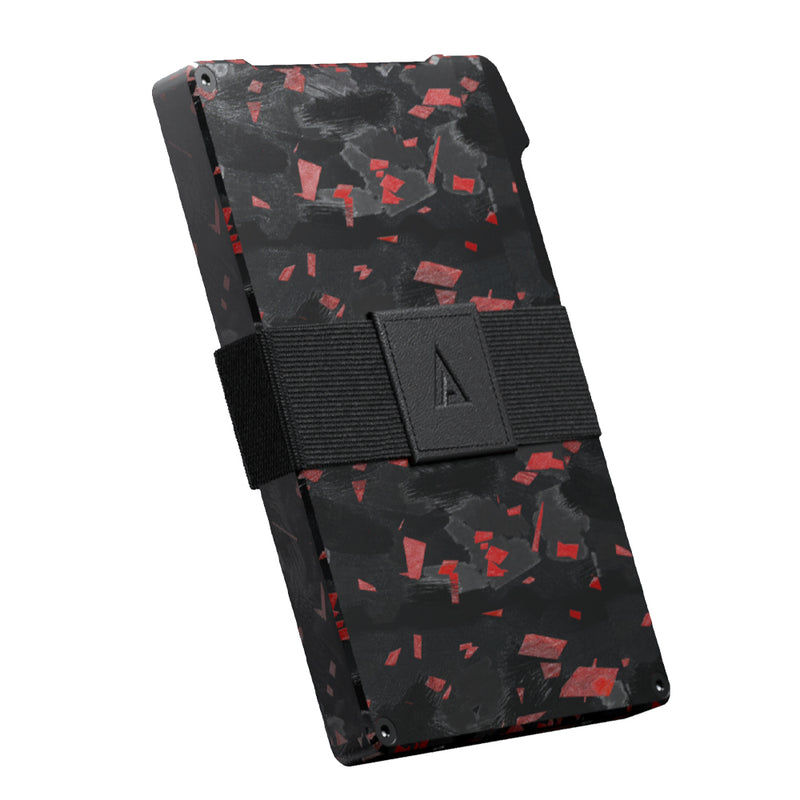 Statik Wallet, Holds Up to 15 Cards, Plus Cash, RFID Blocking Technology - Red Forged Carbon