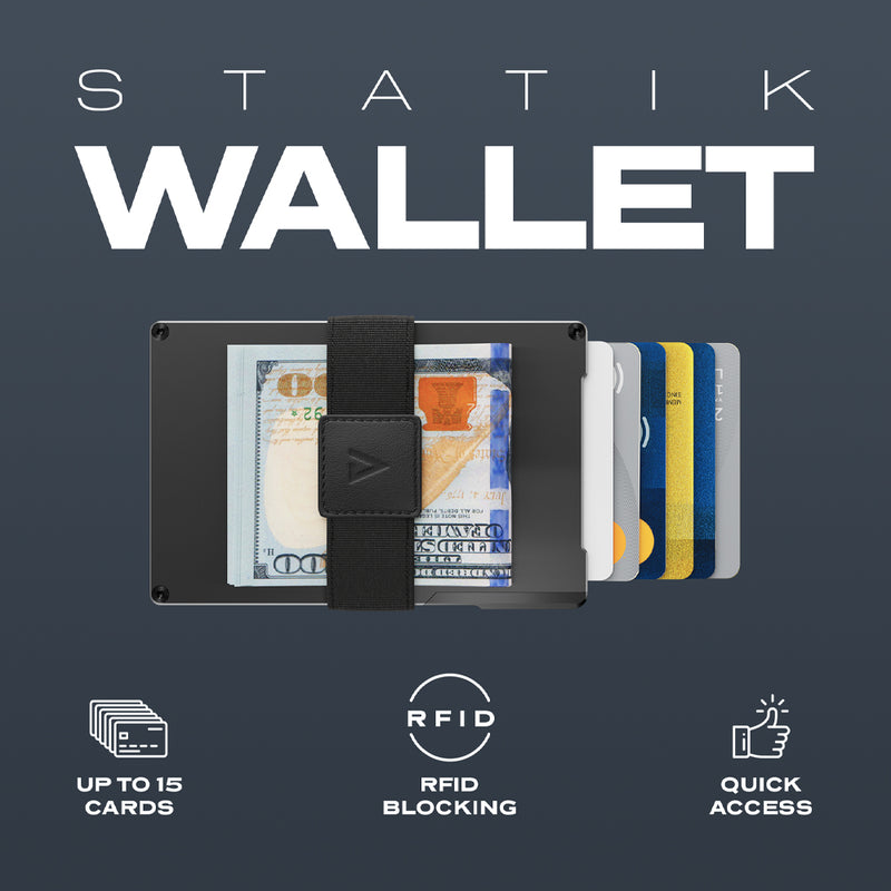 Statik Wallet, Holds Up to 15 Cards, Plus Cash, RFID Blocking Technology - Red Forged Carbon