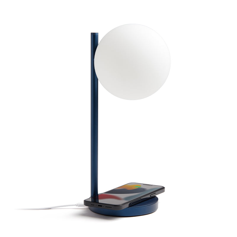 Lexon Bubble Desk Lamp With Built-In Wireless Charger - Blue