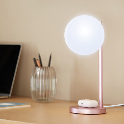 Lexon Bubble Desk Lamp With Built-In Wireless Charger - Pink