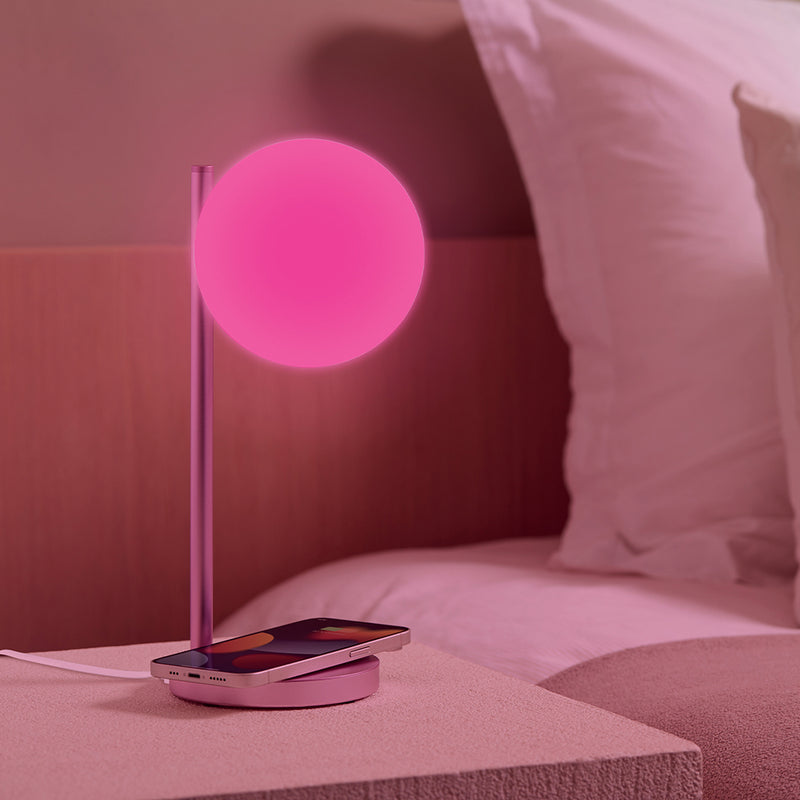 Lexon Bubble Desk Lamp With Built-In Wireless Charger - Pink