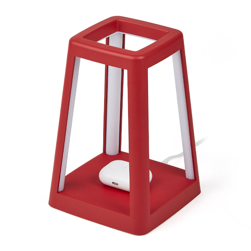 Lexon Lantern Portable Lamp With Built-In Wireless Charger - Red