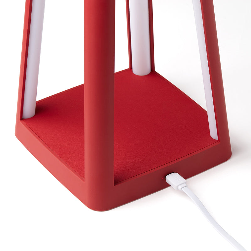 Lexon Lantern Portable Lamp With Built-In Wireless Charger - Red