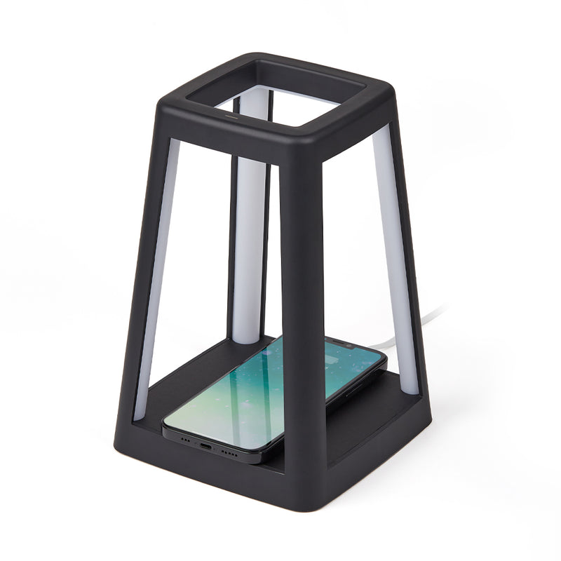 Lexon Lantern Portable Lamp With Built-In Wireless Charger - Black