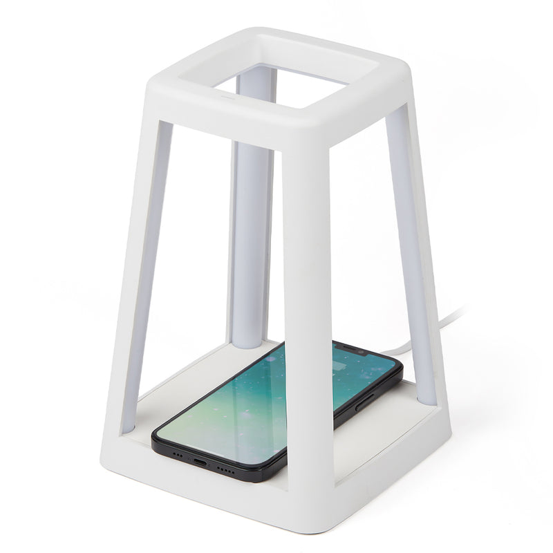 Lexon Lantern Portable Lamp With Built-In Wireless Charger - White