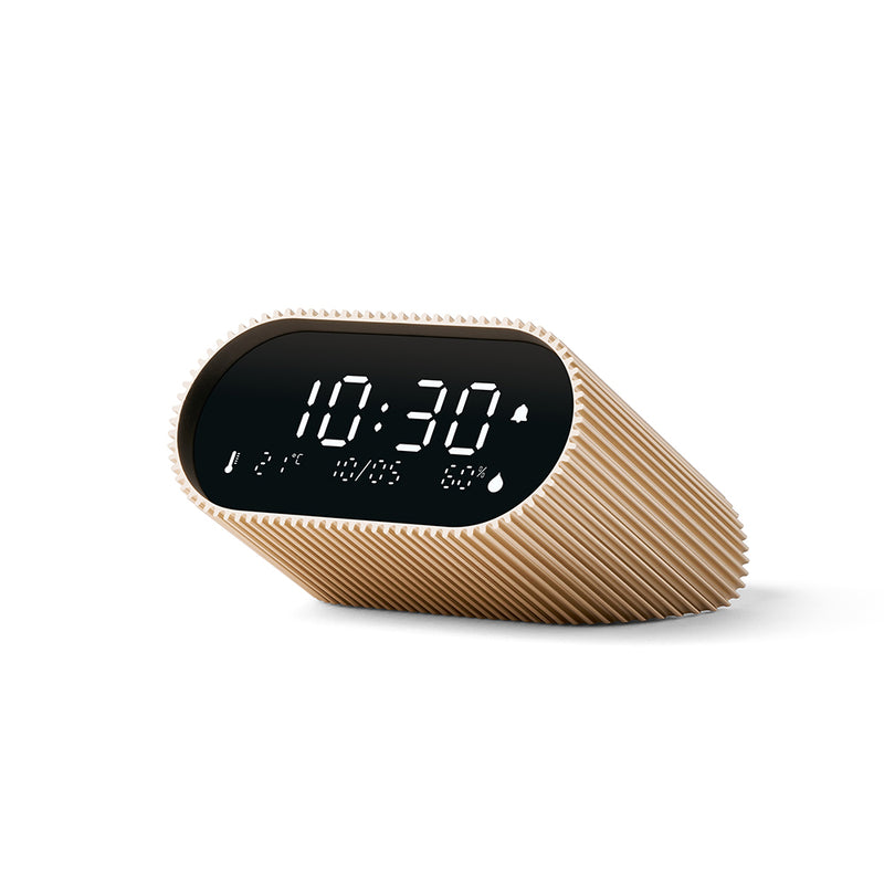 Lexon Ray Clock Lcd Alarm Clock With Temperature / Humidity Display - Gold