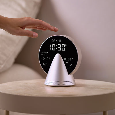 Lexon Conic Radio Alarm Clock With Fm & Built-In Bluetooth Speaker - Alu Polish