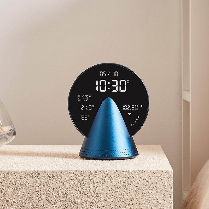 Lexon Conic Radio Alarm Clock With Fm & Built-In Bluetooth Speaker - Blue