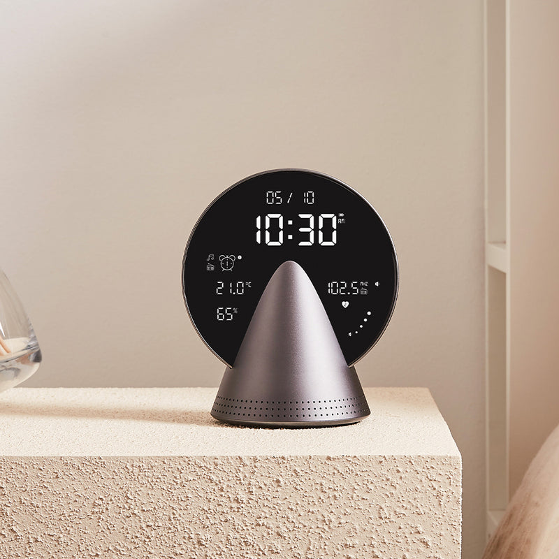 Lexon Conic Radio Alarm Clock With Fm & Built-In Bluetooth Speaker - Grey