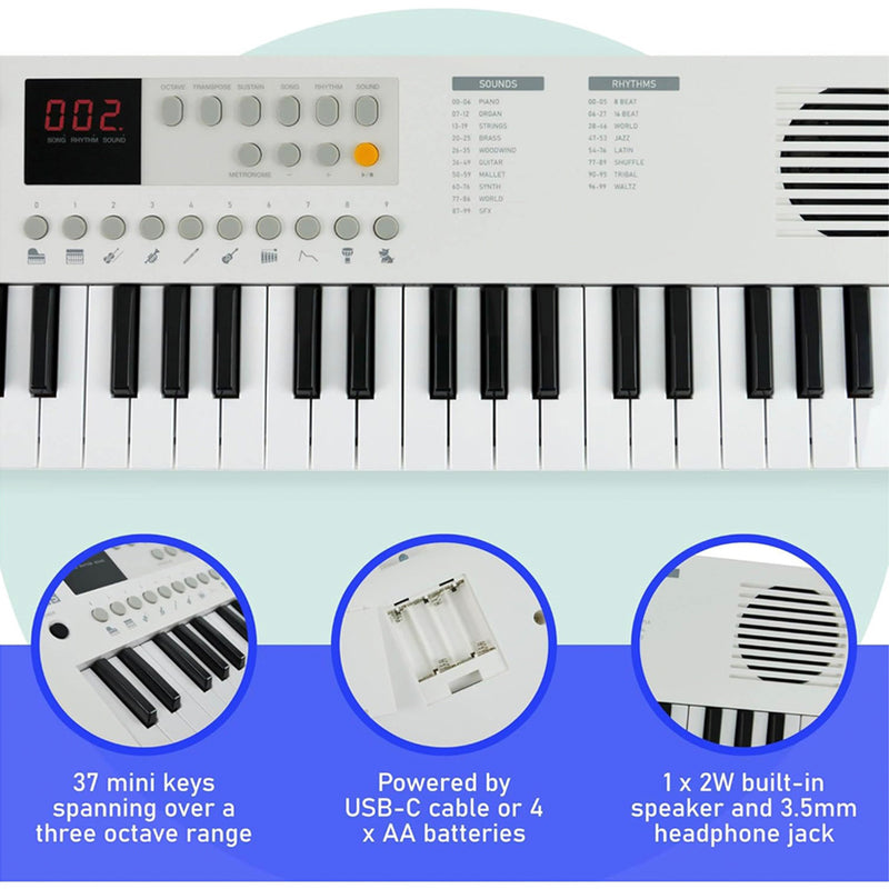 Axus Mini Keyboard 37 Key Keyboard - White