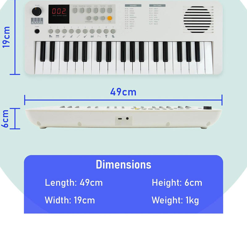 Axus Mini Keyboard 37 Key Keyboard - White