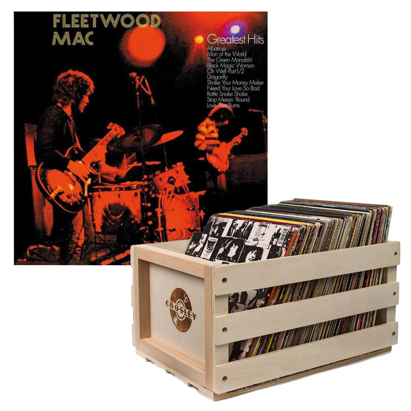 Crosley Record Storage Crate Fleetwood Mac Greatest Hits Vinyl Album Bundle
