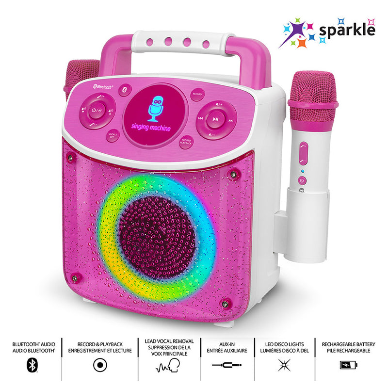 Singing Machine Mini Sparkle Bluetooth Karaoke Speaker - Pink