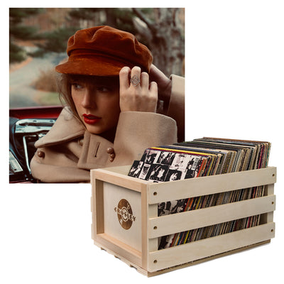 Crosley Record Storage Crate & Taylor Swifts Version Red Vinyl Album Bundle