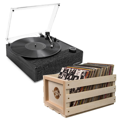 Victrola Eastwood II Turntable - Black + Bundled Record Storage Crate