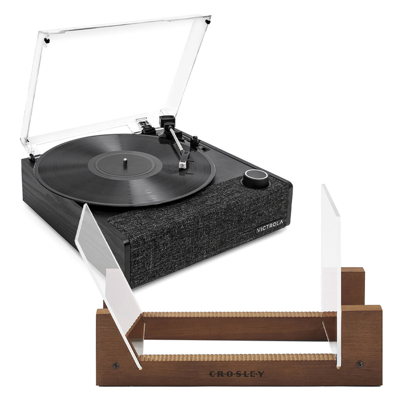 Victrola Eastwood II Turntable - Black + Bundled Crosley Record Storage Display Stand