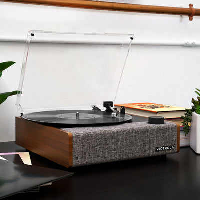 Victrola Eastwood II Turntable - Walnut + Bundled Record Storage Crate