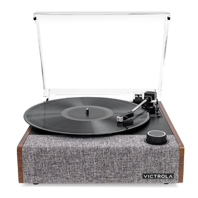 Victrola Eastwood II Turntable - Walnut + Bundled Crosley Record Storage Display Stand