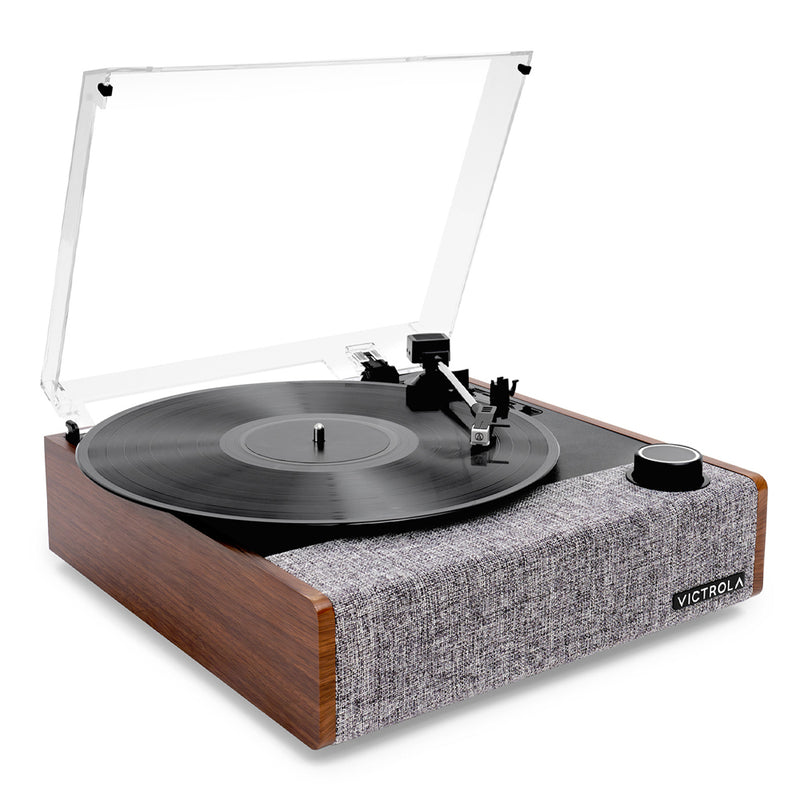 Victrola Eastwood II Turntable - Walnut + Bundled Crosley Record Storage Display Stand