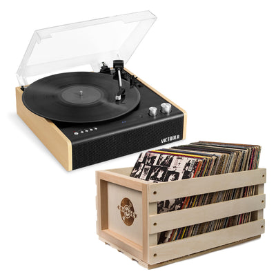 Victrola Eastwood Turntable + Bundled Record Storage Crate