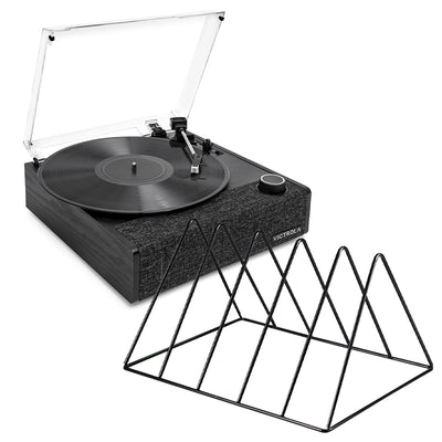 Victrola Eastwood II Turntable - Black + Gadhouse Vinyl Rack Bundle - Black