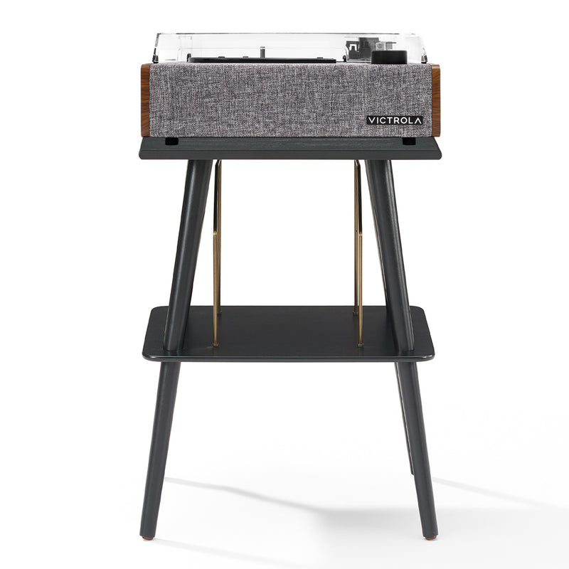 Victrola Eastwood II Turntable - Walnut + Entertainment Stand Bundle - Black