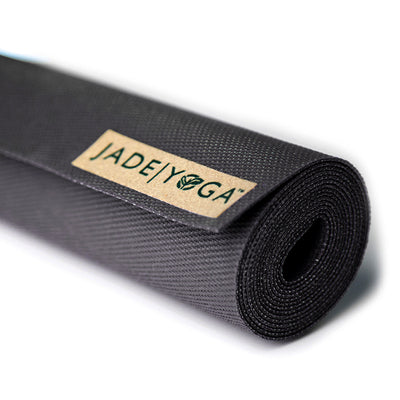 Jade Yoga Voyager Mat - Black & Jade Yoga Cork Yoga Block - Small + Jade Yoga Plant Based Mat Wash - 8 oz Starter Kit