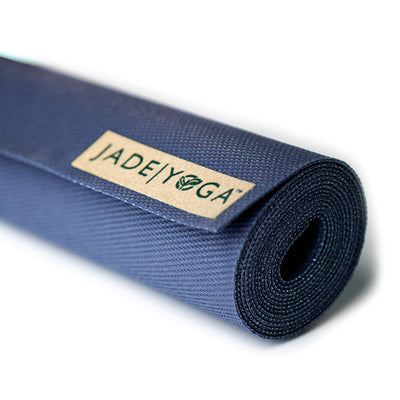 Jade Yoga Voyager Mat - Midnight & Jade Yoga Cork Yoga Block - Small + Jade Yoga Plant Based Mat Wash - 8 oz Starter Kit