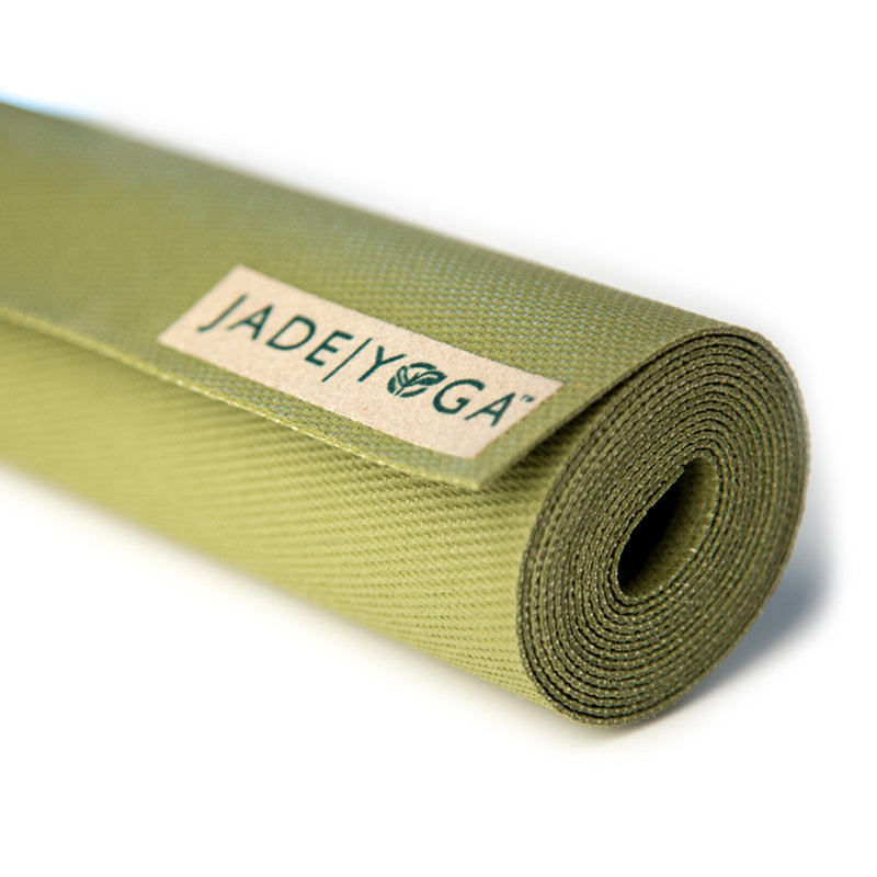 Jade Yoga Voyager Mat - Olive & Jade Yoga Cork Yoga Block - Small + Jade Yoga Plant Based Mat Wash - 8 oz Starter Kit
