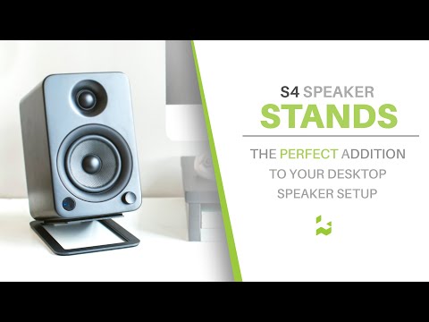 Kanto S4W Angled Desktop Speaker Stands for Midsize Speakers - Pair, White