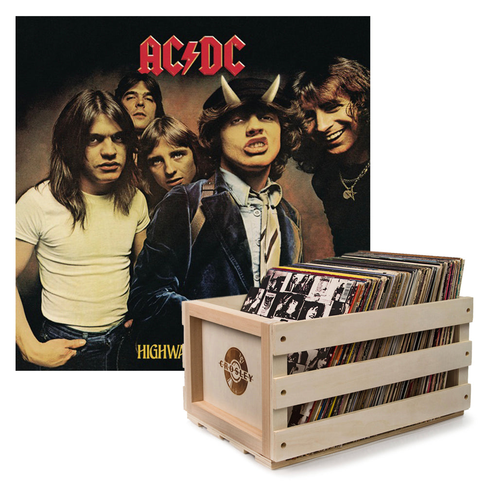 Crosley Record Storage Crate AC/DC Highway To Hell Vinyl Album Bundle ...