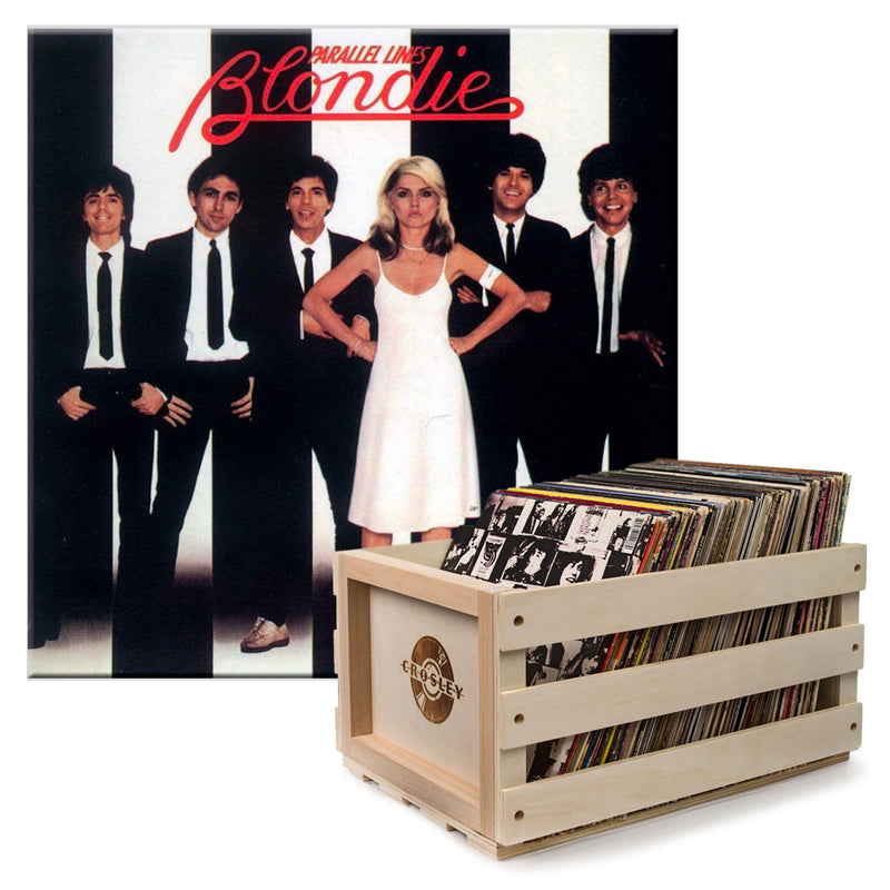 Crosley Record Storage Crate & Blondie - Parallel Lines - Vinyl Album Bundle