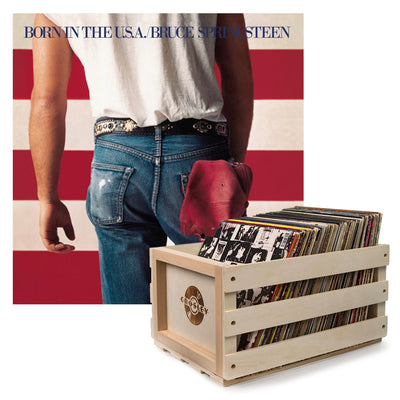 Crosley Record Storage Crate Bruce Springsteen Born In The U.S.A Vinyl Album Bundle