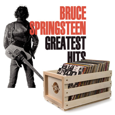Crosley Record Storage Crate Bruce Springsteen Greatest Hits Vinyl Album Bundle
