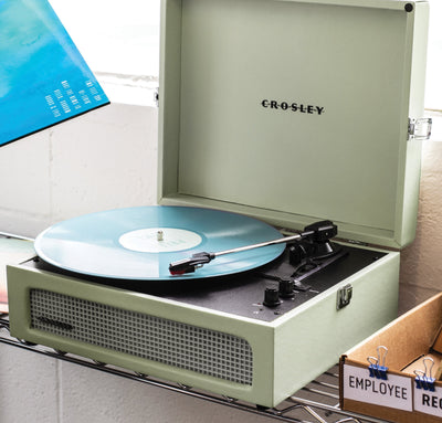 Crosley Voyager Sage - Bluetooth Portable Turntable  & Record Storage Crate