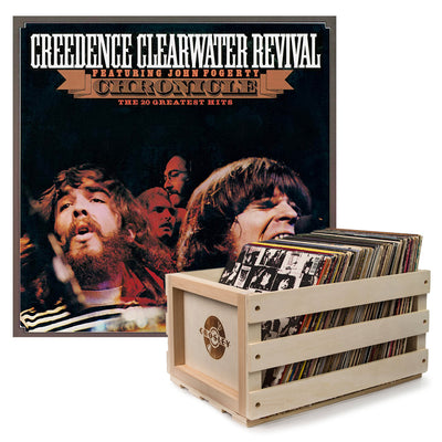 Crosley Record Storage Crate & Creedence Clearwater Revival - Chronicle The 20 Greatest Hits - 2Lp Vinyl Album Bundle