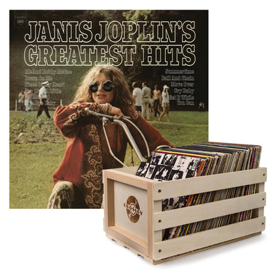 Crosley Record Storage Crate Janis Joplin Janis Joplin's Greatest Hits Vinyl Album Bundle