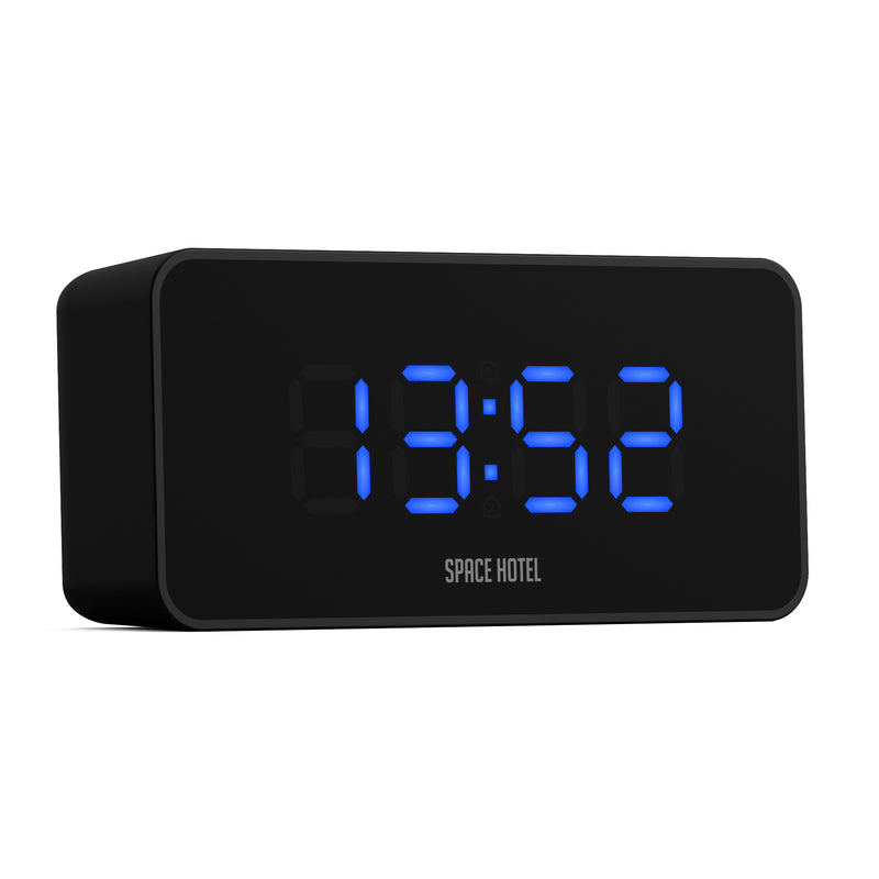 Newgate Space Hotel Hypertron Alarm Clock Black Case - Black Lens - Blue Led