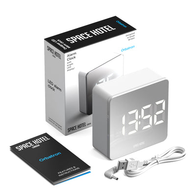Newgate Space Hotel Orbatron Alarm Clock White Case - Silver Lens - White Led