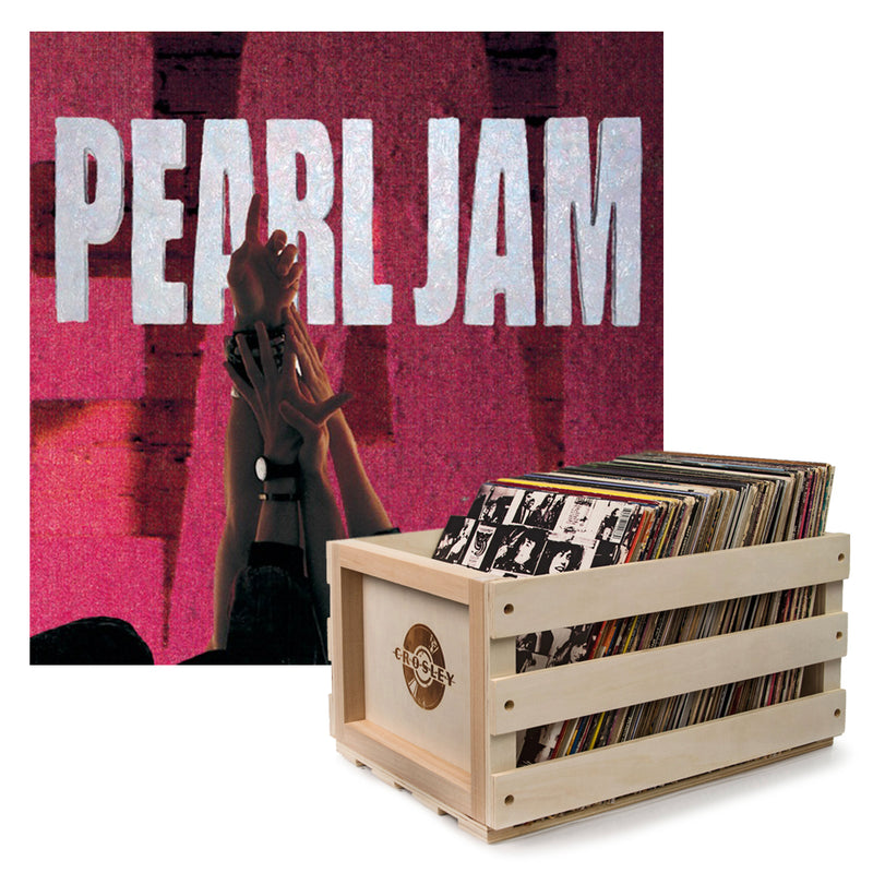 Crosley Record Storage Crate Pearl Jam Ten Vinyl Album Bundle