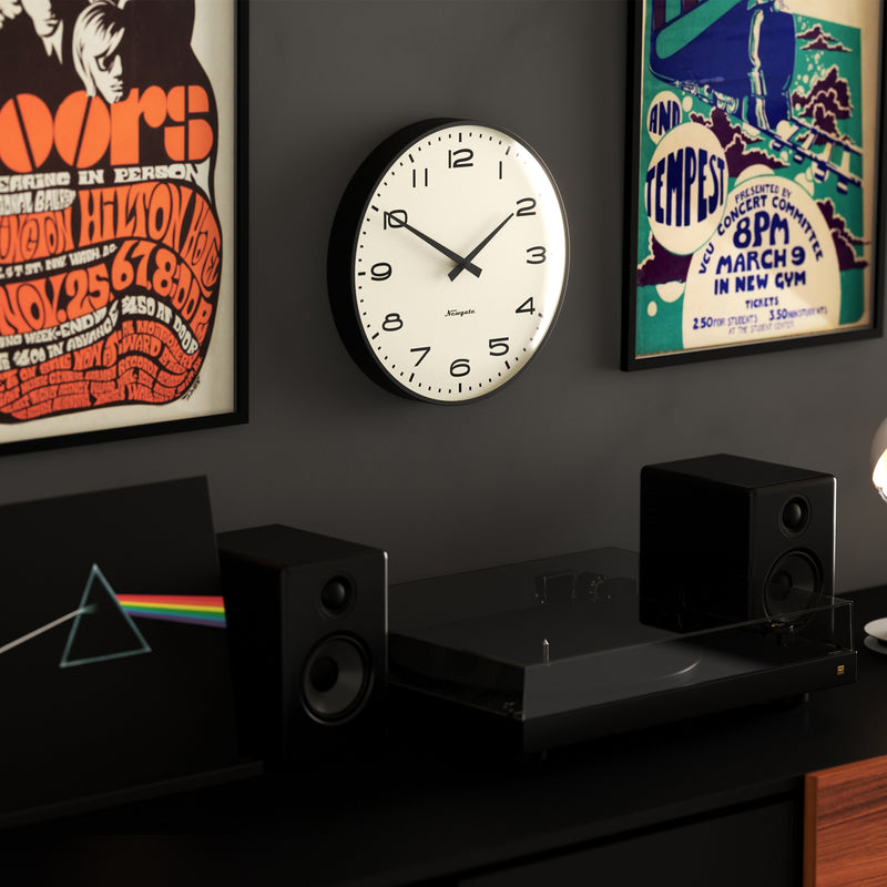 Newgate Radio City Wall Clock Black Arabic Dial - Matte Black