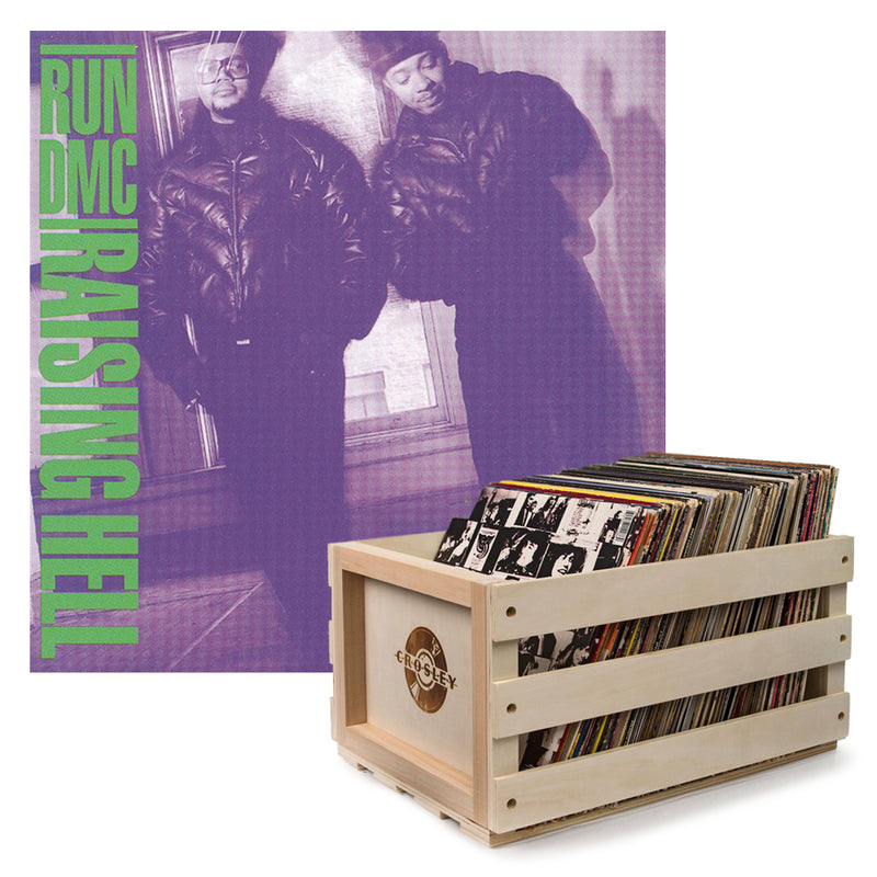 Crosley Record Storage Crate Run DMC Raising Hell Vinyl Album Bundle