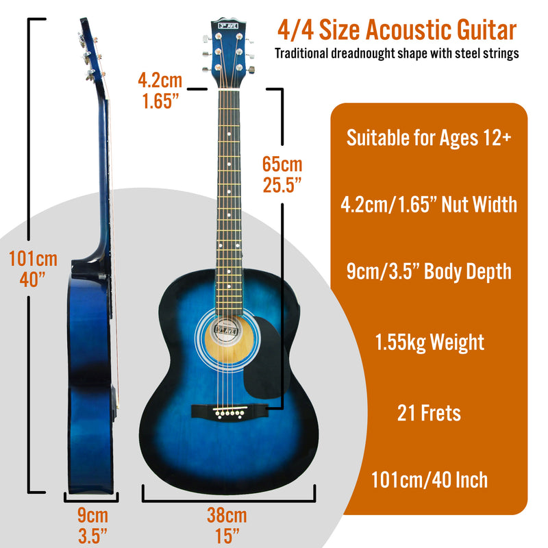 3rd Avenue Acoustic Guitar Premium Pack - Blueburst