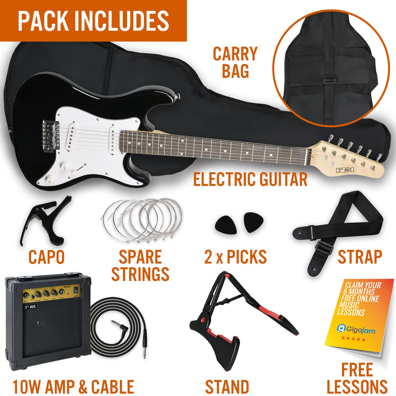 3rd Avenue 3/4 Size Electric Guitar Pack - Black