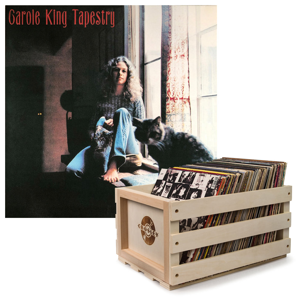 Crosley Record Storage Crate & Carole King Tapestry Vinyl Album Bundle ...