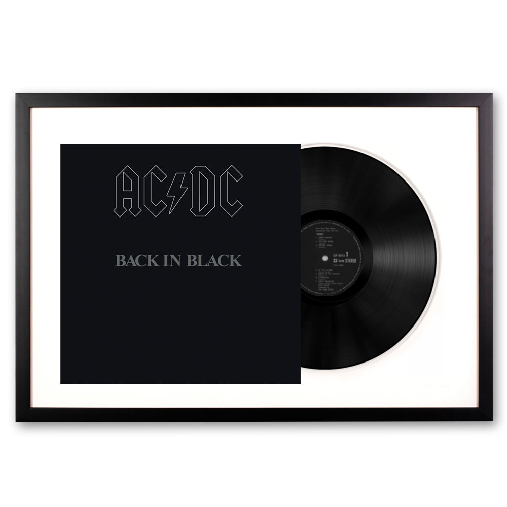 Framed AC/DC Back in Black Vinyl Album Art – iWorld Online