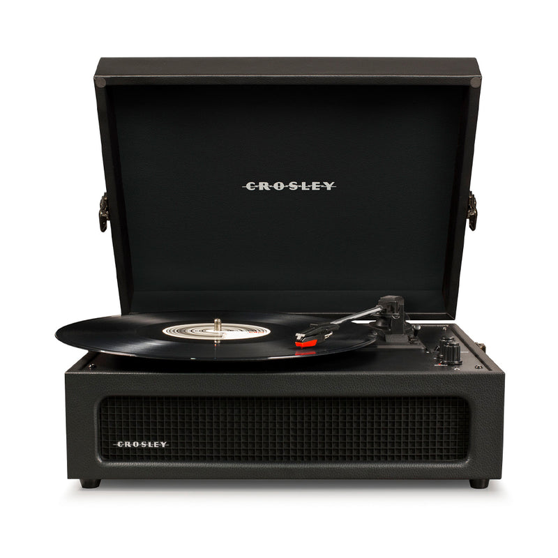 Crosley Voyager Bluetooth Portable Turntable + Entertainment Stand Bundle - Black